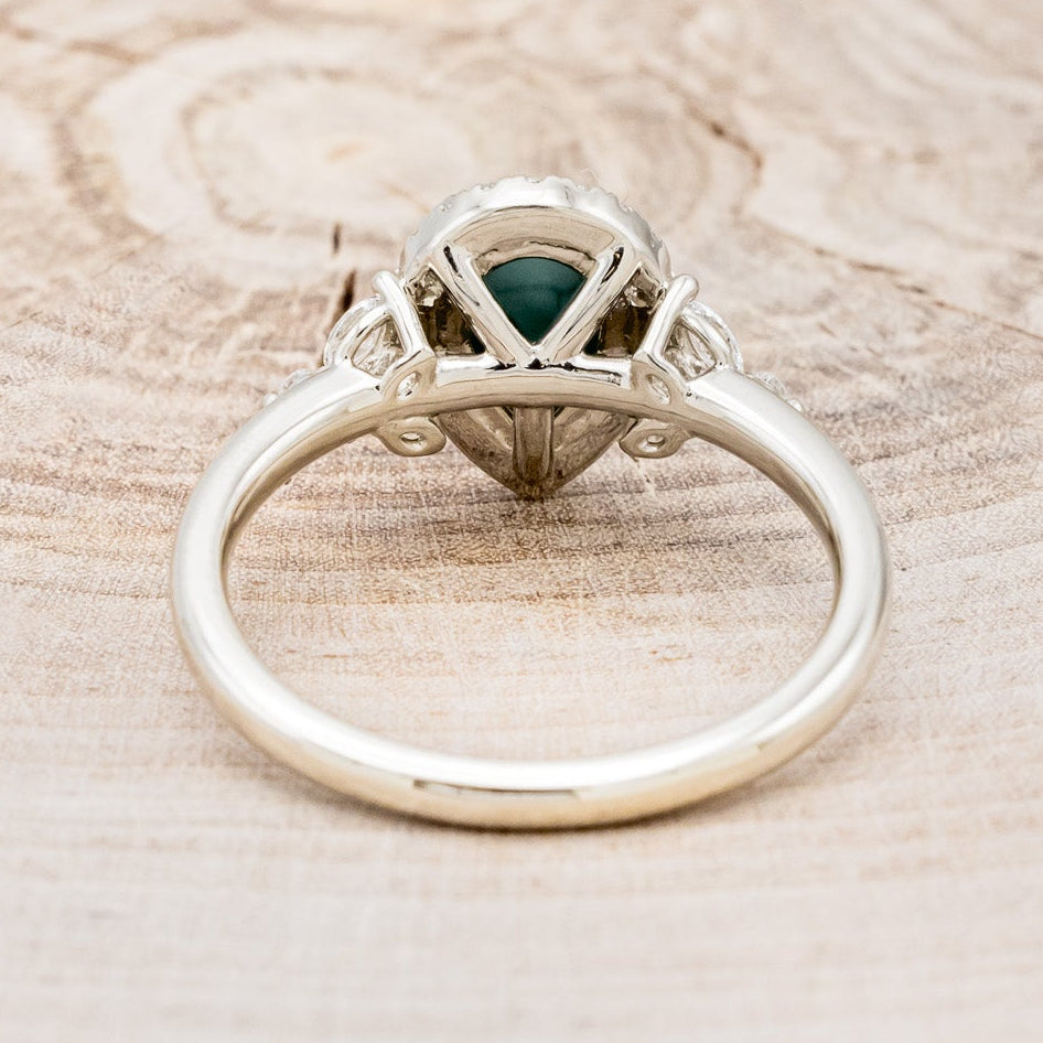 "DREAM" - PEAR-SHAPED TURQUOISE ENGAGEMENT RING WITH DIAMOND HALO & ACCENTS-5