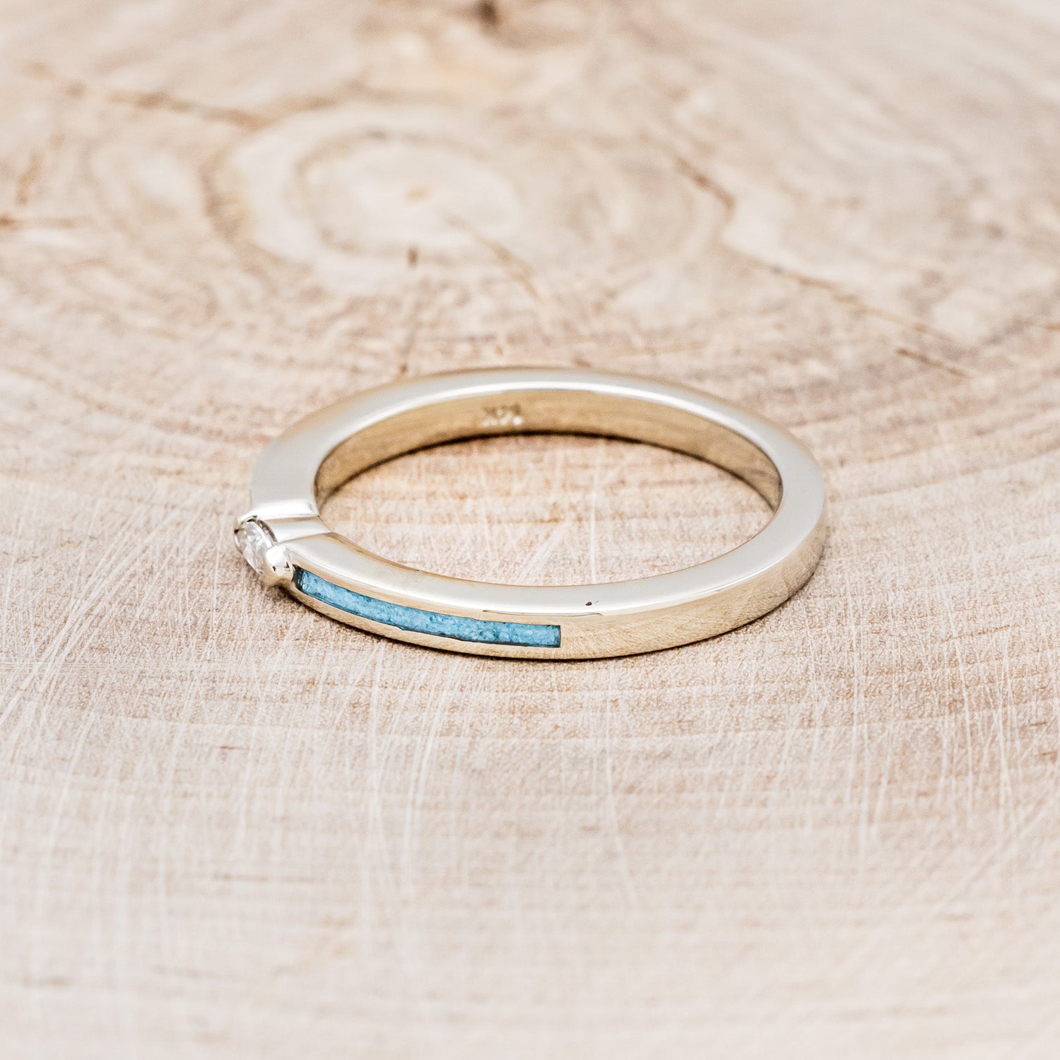 "ELBA" - MARQUISE MOISSANITE ENGAGEMENT RING WITH TURQUOISE INLAYS-3