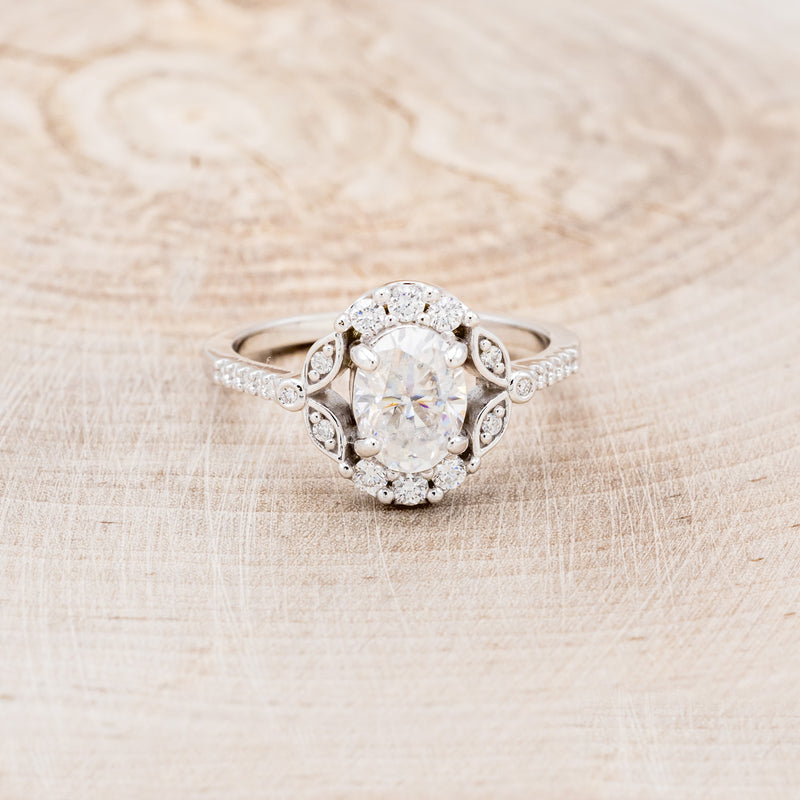 "HELENA" - OVAL MOISSANITE ENGAGEMENT RING WITH DIAMOND ACCENTS
