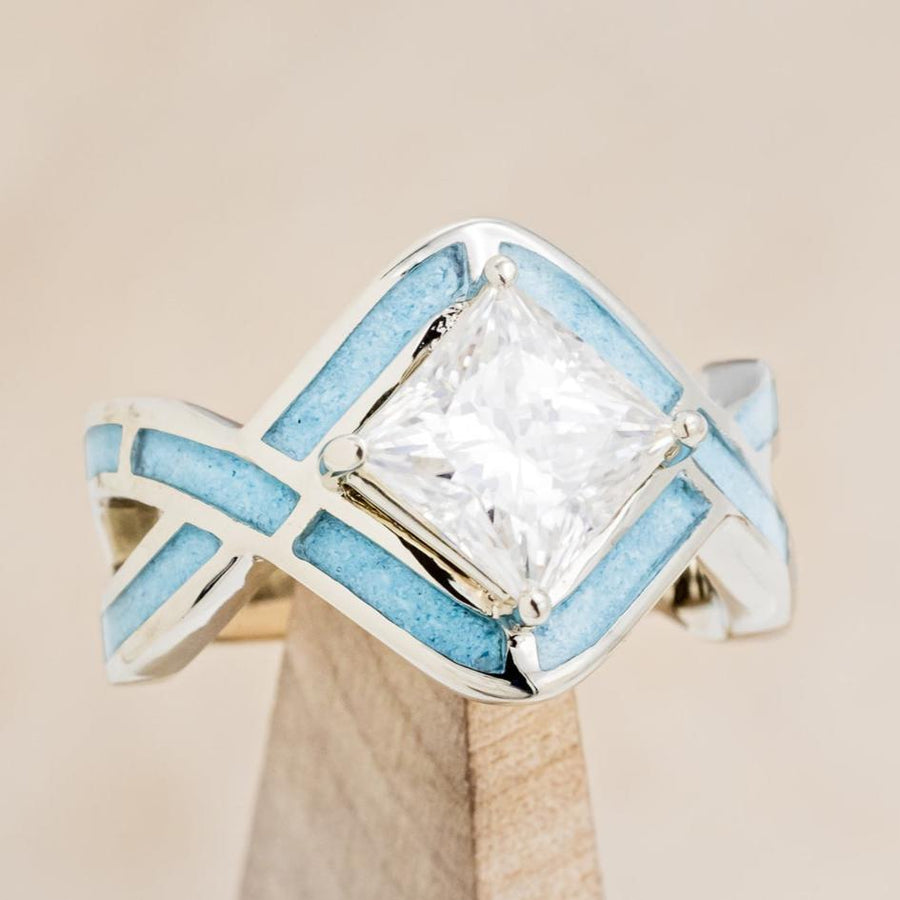 Turquoise inlay engagement ring top