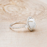 "KB" - OVAL WHITE BUFFALO TURQUOISE ENGAGEMENT RING WITH DIAMOND HALO & ACCENTS