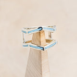 "LINA" - PRINCESS CUT MOISSANITE ENGAGEMENT RING WITH TURQUOISE RING GUARD