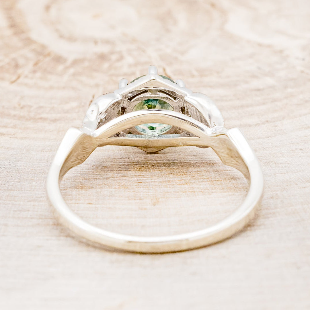 "LUCY IN THE SKY" PETITE - ROUND CUT MONTANA SAPPHIRE ENGAGEMENT RING WITH DIAMOND ACCENTS & TURQUOISE INLAYS-6