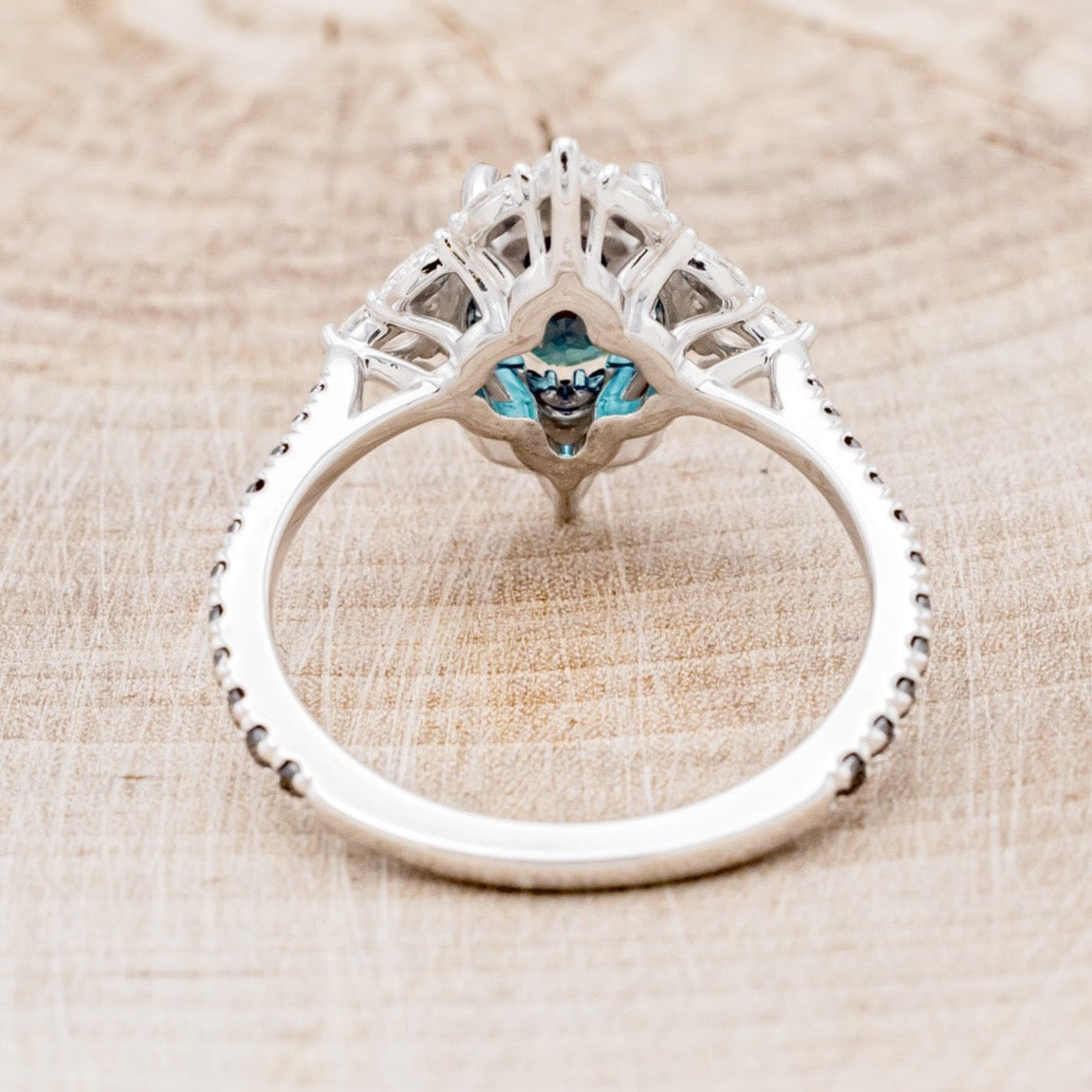 "NORTH STAR" - OVAL LAB-GROWN ALEXANDRITE ENGAGEMENT RING WITH DIAMOND HALO & BLACK DIAMOND ACCENTS-11