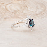 "NORTH STAR" - OVAL LAB-GROWN ALEXANDRITE ENGAGEMENT RING WITH DIAMOND ACCENTS & TRACER