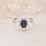 "NORTH STAR" - OVAL LAB-GROWN ALEXANDRITE ENGAGEMENT RING WITH DIAMOND ACCENTS & TRACER