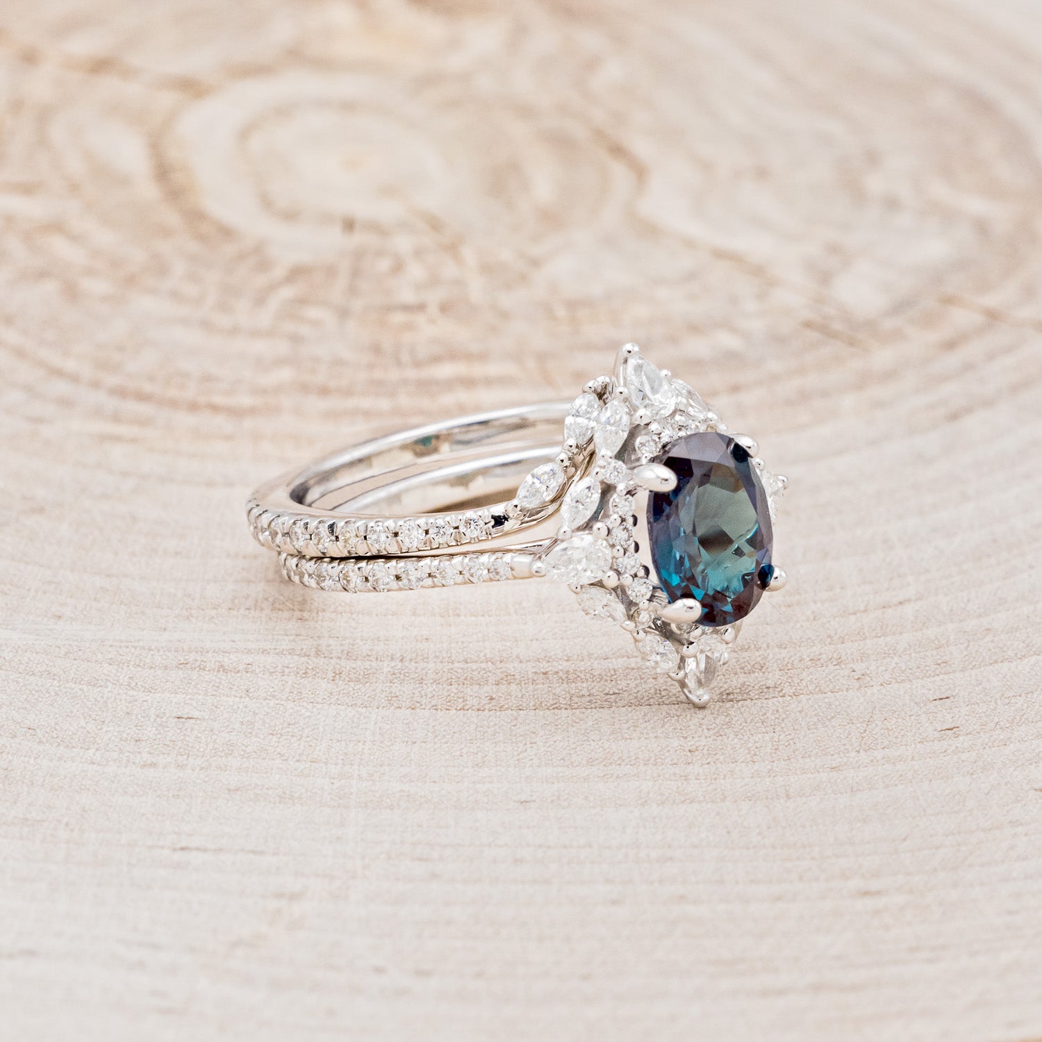 "NORTH STAR" - OVAL LAB-GROWN ALEXANDRITE ENGAGEMENT RING WITH DIAMOND ACCENTS & TRACER-2