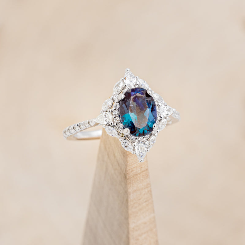 7.0mm Lab-Created Alexandrite and 1/8 CT. T.W. Diamond Engagement Ring in  10K White Gold | Zales