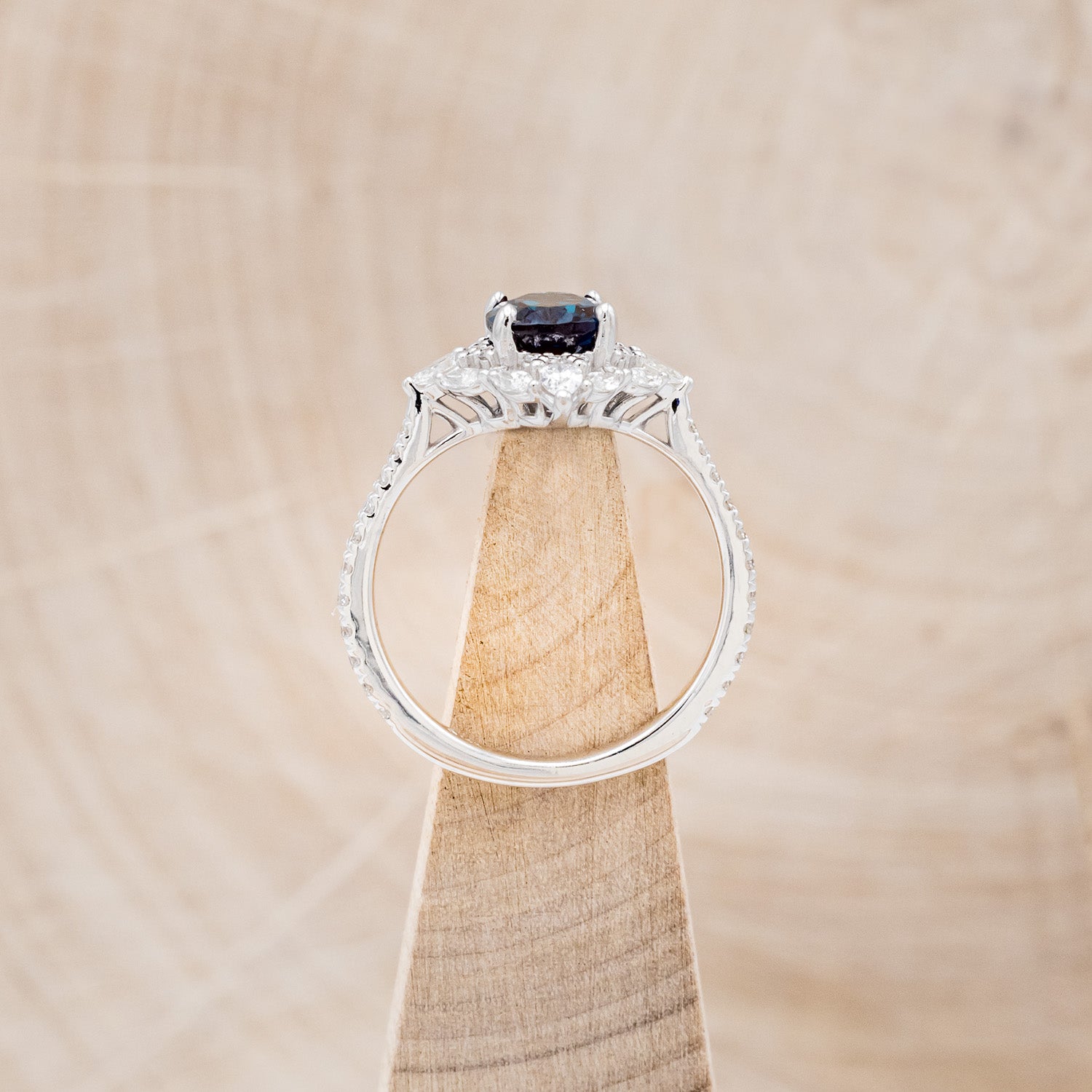 "NORTH STAR" - OVAL LAB-GROWN ALEXANDRITE ENGAGEMENT RING WITH DIAMOND ACCENTS & TRACER-12