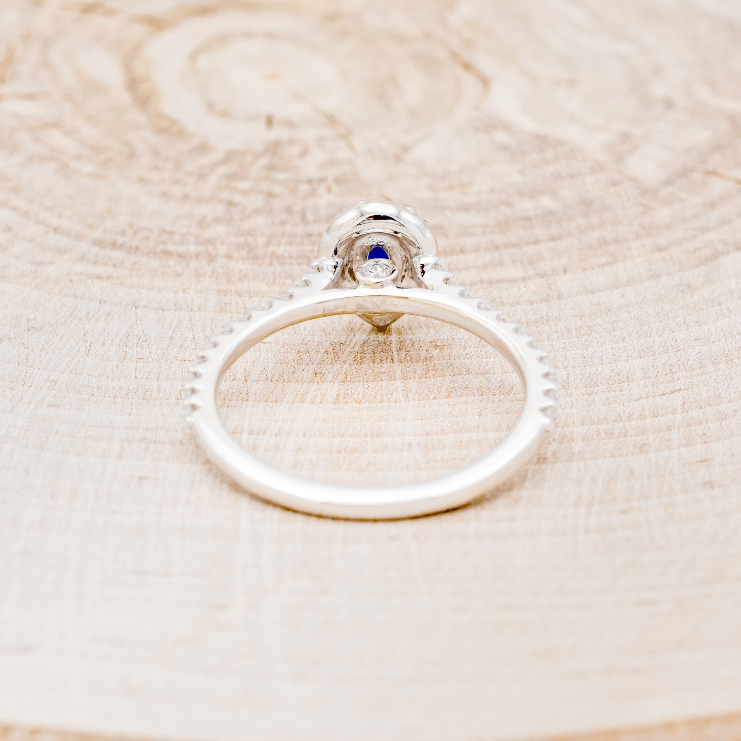 "AGNES" - PEAR-SHAPED NATURAL BLUE SAPPHIRE ENGAGEMENT RING WITH DIAMOND HALO & ACCENT BAND-5