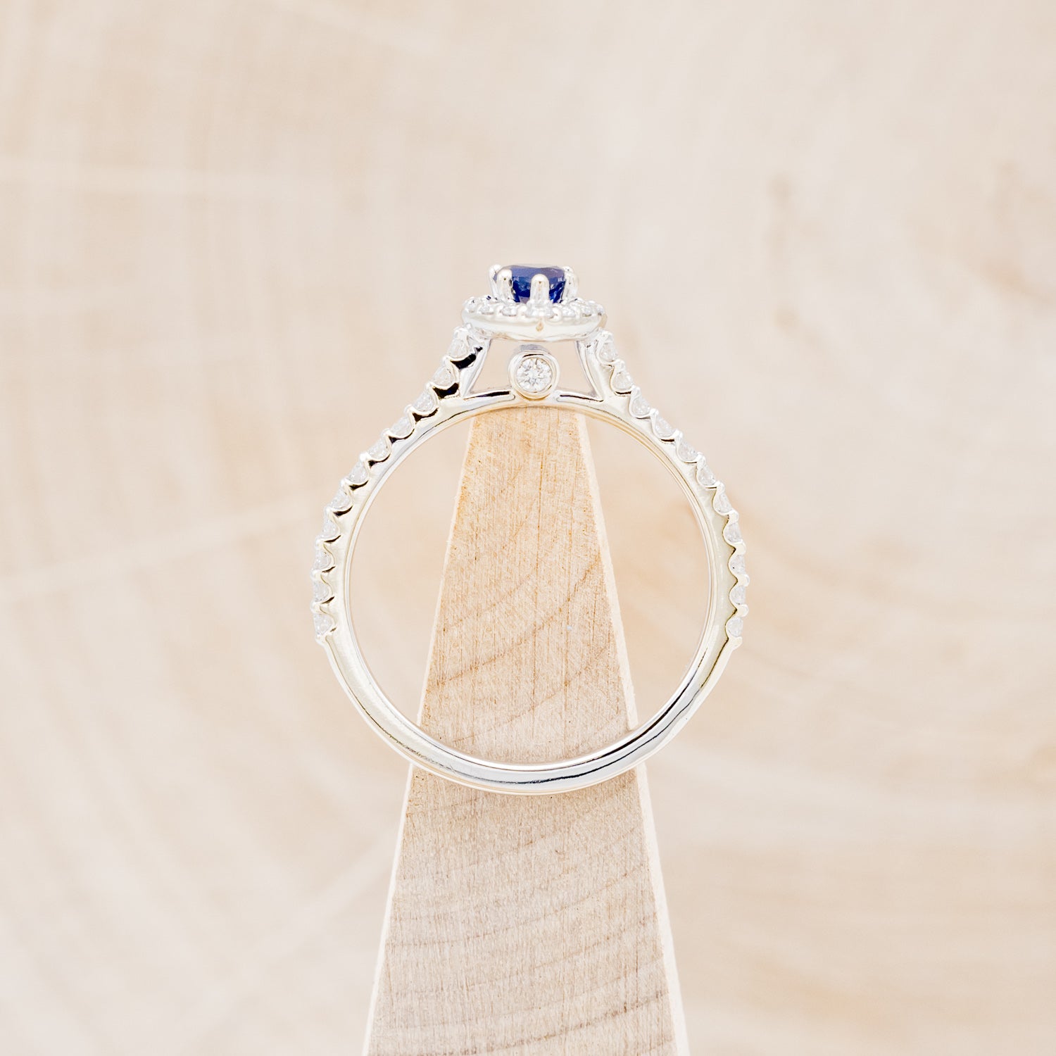 "AGNES" - PEAR-SHAPED NATURAL BLUE SAPPHIRE ENGAGEMENT RING WITH DIAMOND HALO & ACCENT BAND-6