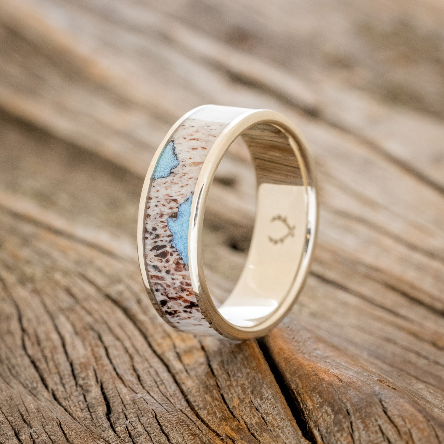 "RAINIER" - ANTLER & TURQUOISE WEDDING BAND-7