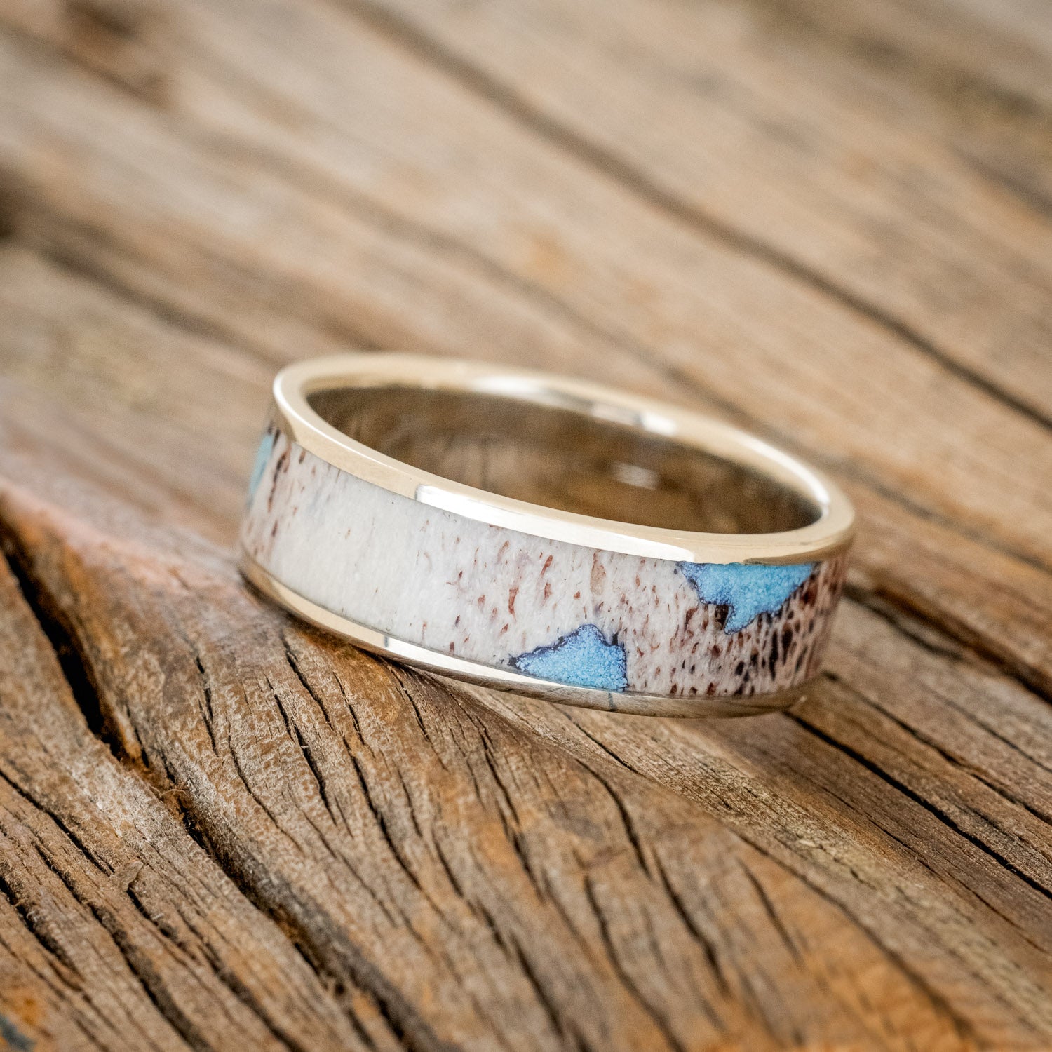 "RAINIER" - ANTLER & TURQUOISE WEDDING BAND-8