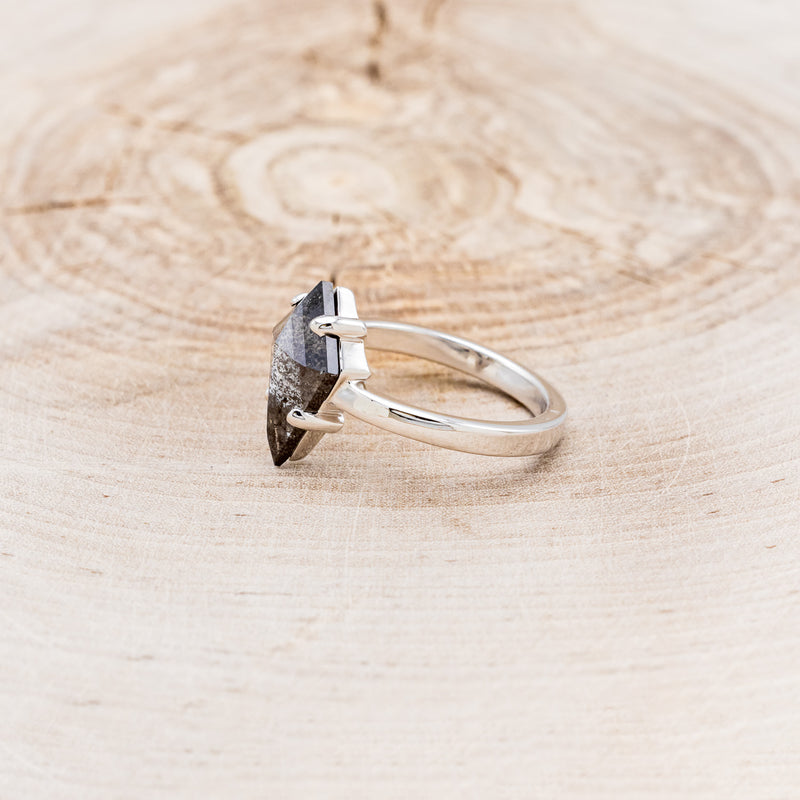 SOLITAIRE ENGAGEMENT RING - SHOWN W/ KITE CUT SALT & PEPPER DIAMOND - SELECT YOUR OWN STONE