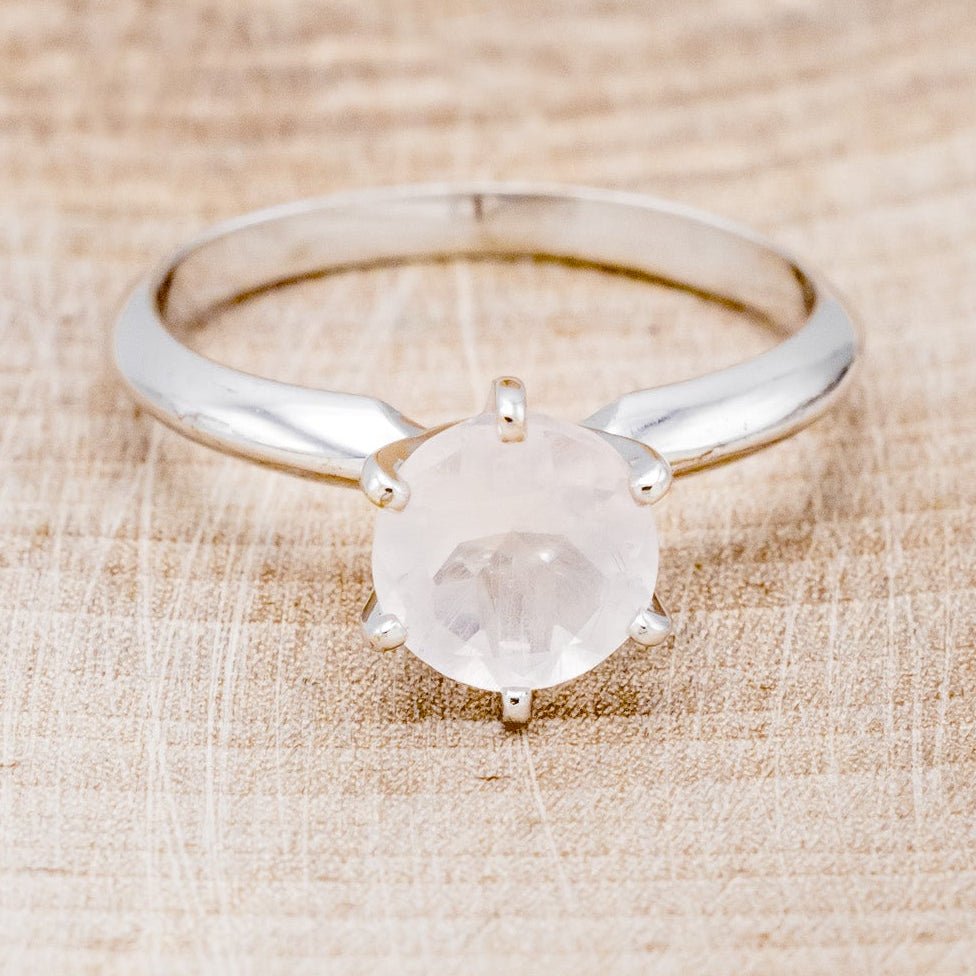 ROUND ROSE QUARTZ SOLITAIRE ENGAGEMENT RING-4