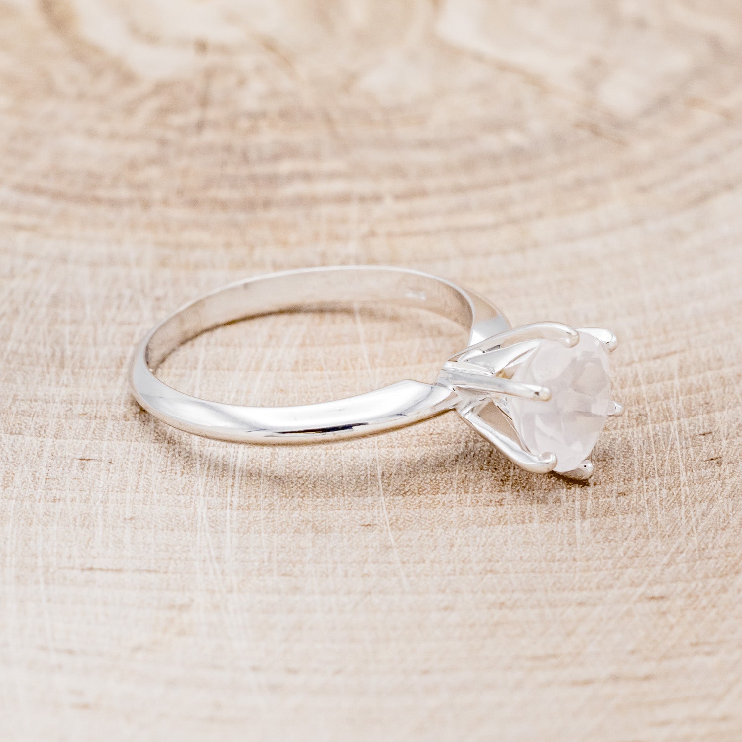 ROUND ROSE QUARTZ SOLITAIRE ENGAGEMENT RING-2