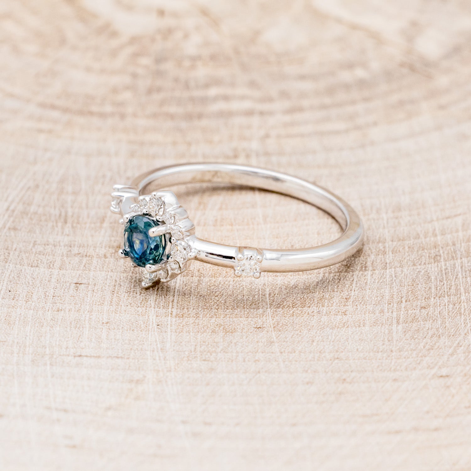 "STARLA" - ROUND CUT DENIM MONTANA SAPPHIRE STARBURST ENGAGEMENT RING-10