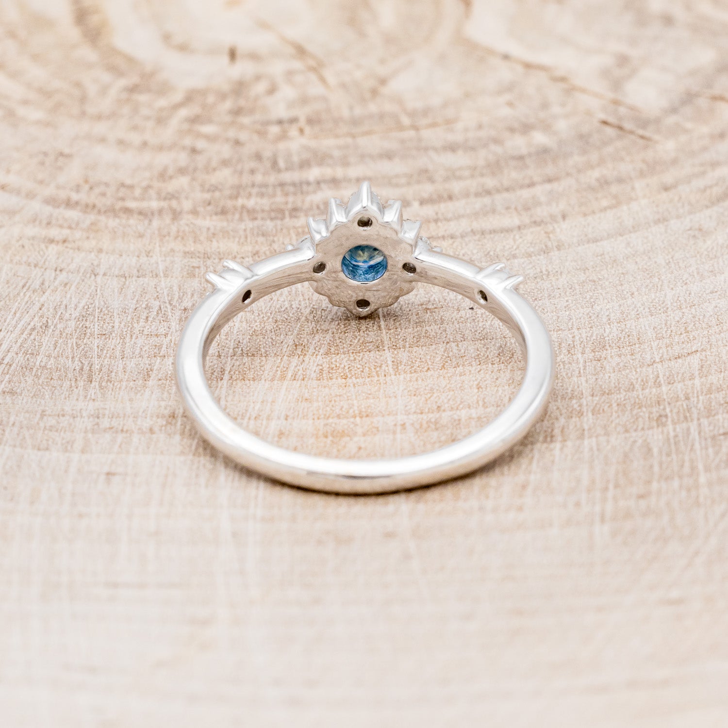 "STARLA" - ROUND CUT DENIM MONTANA SAPPHIRE STARBURST ENGAGEMENT RING-12