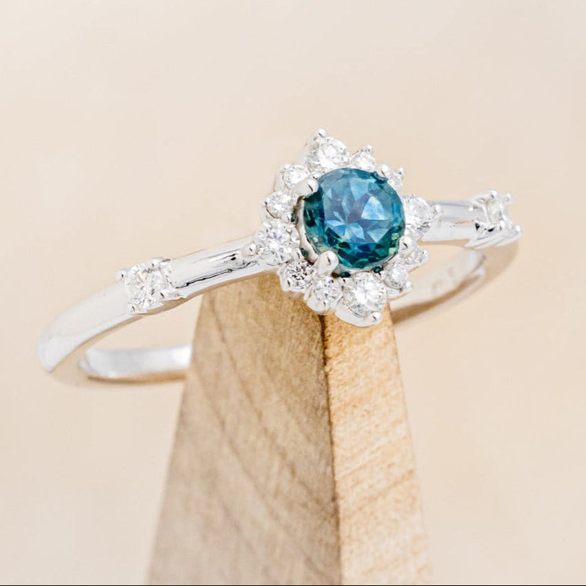 "STARLA" - ROUND CUT DENIM MONTANA SAPPHIRE STARBURST ENGAGEMENT RING-8
