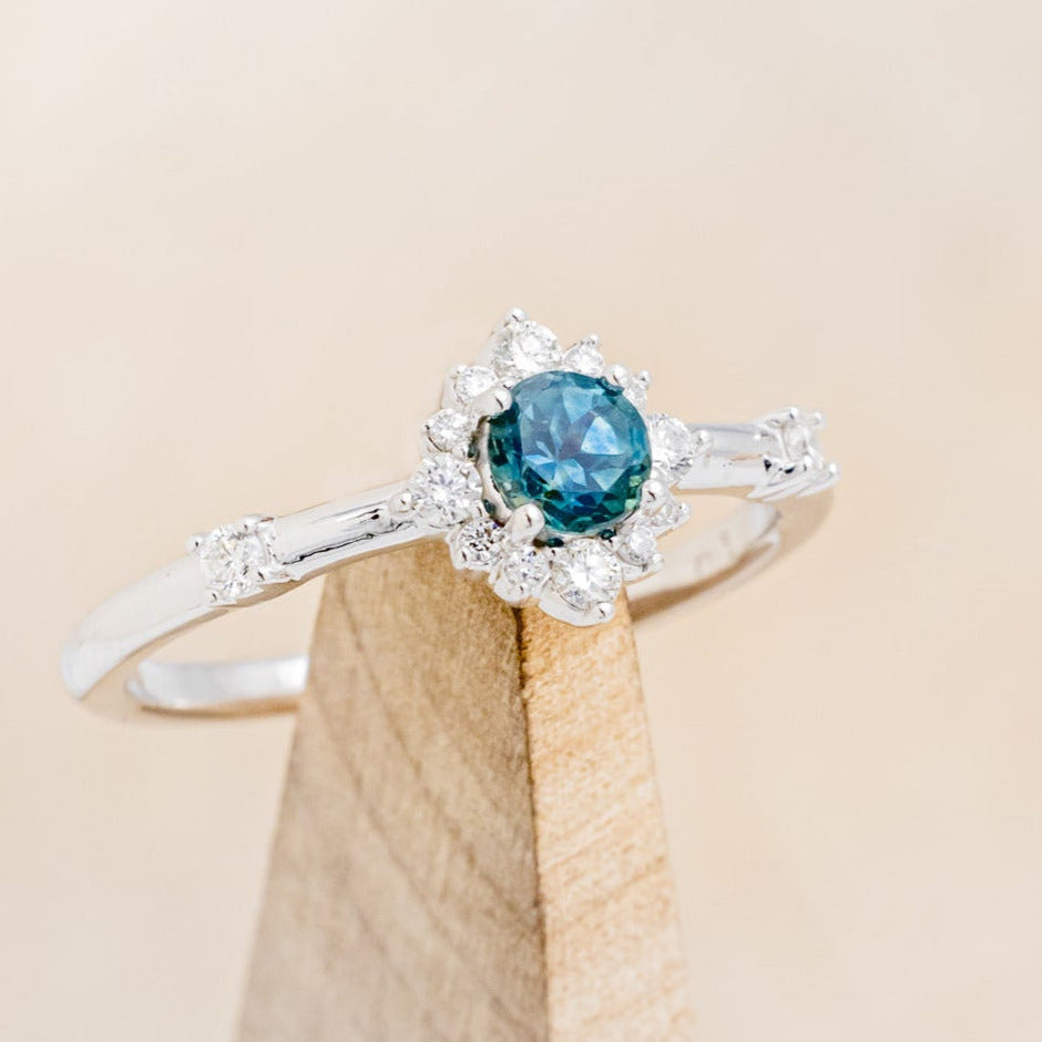 "STARLA" - ROUND CUT DENIM MONTANA SAPPHIRE STARBURST ENGAGEMENT RING-8