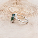 "STEVIE" - KITE CUT MOSS AGATE ENGAGEMENT RING WITH DIAMOND HALO-10