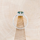 "STEVIE" - KITE CUT MOSS AGATE ENGAGEMENT RING WITH DIAMOND HALO-12