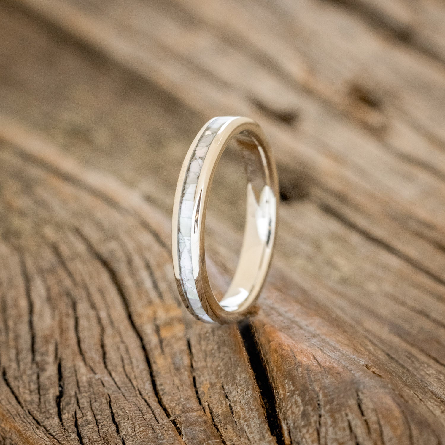 "VERTIGO" - MATCHING SET OF MOTHER OF PEARL WEDDING BANDS-18