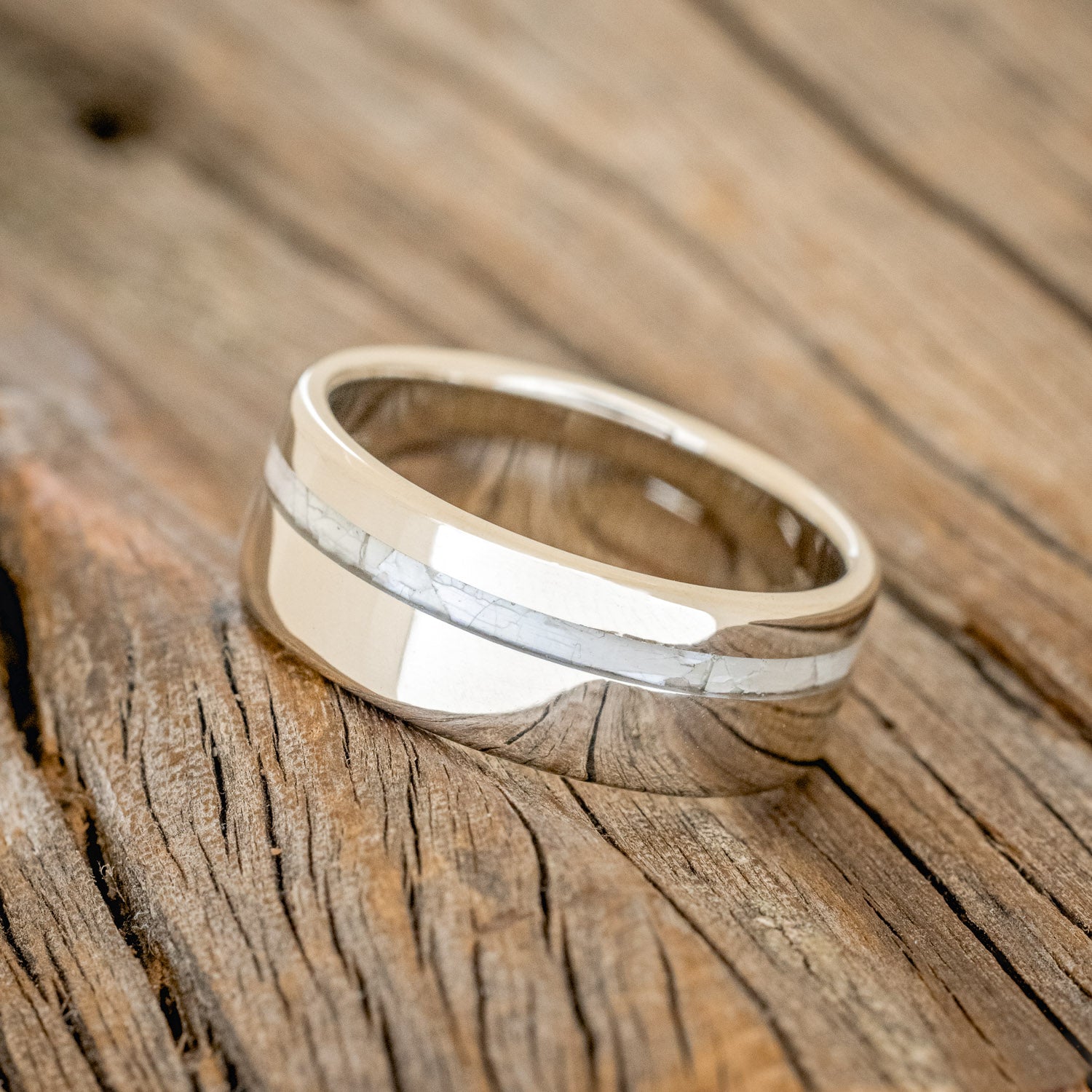 "VERTIGO" - MOTHER OF PEARL INLAY WEDDING BAND-15