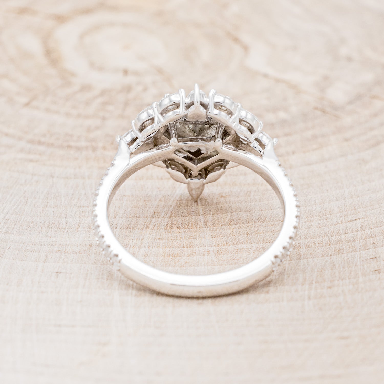 "VICTORIA" - ENGAGEMENT RING WITH DIAMOND HALO & ACCENTS - SHOWN W/ SHIELD CUT SALT AND PEPPER DIAMOND - SELECT YOUR OWN STONE-5