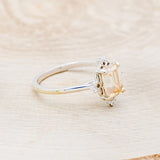 "TREVA" - EMERALD CUT CHAMPAGNE BROWN MOISSANITE ENGAGEMENT RING WITH DIAMOND ACCENTS