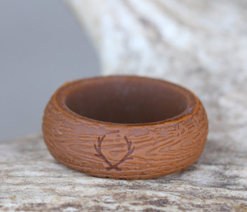 WOOD GRAINED SILICONE WEDDING BAND - Staghead Designs - Antler Rings By Staghead Designs