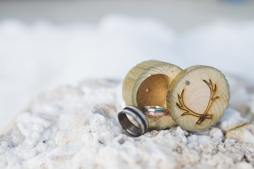 WHITE SAPPHIRE WEDDING BAND WITH TURQUOISE INLAYS-16