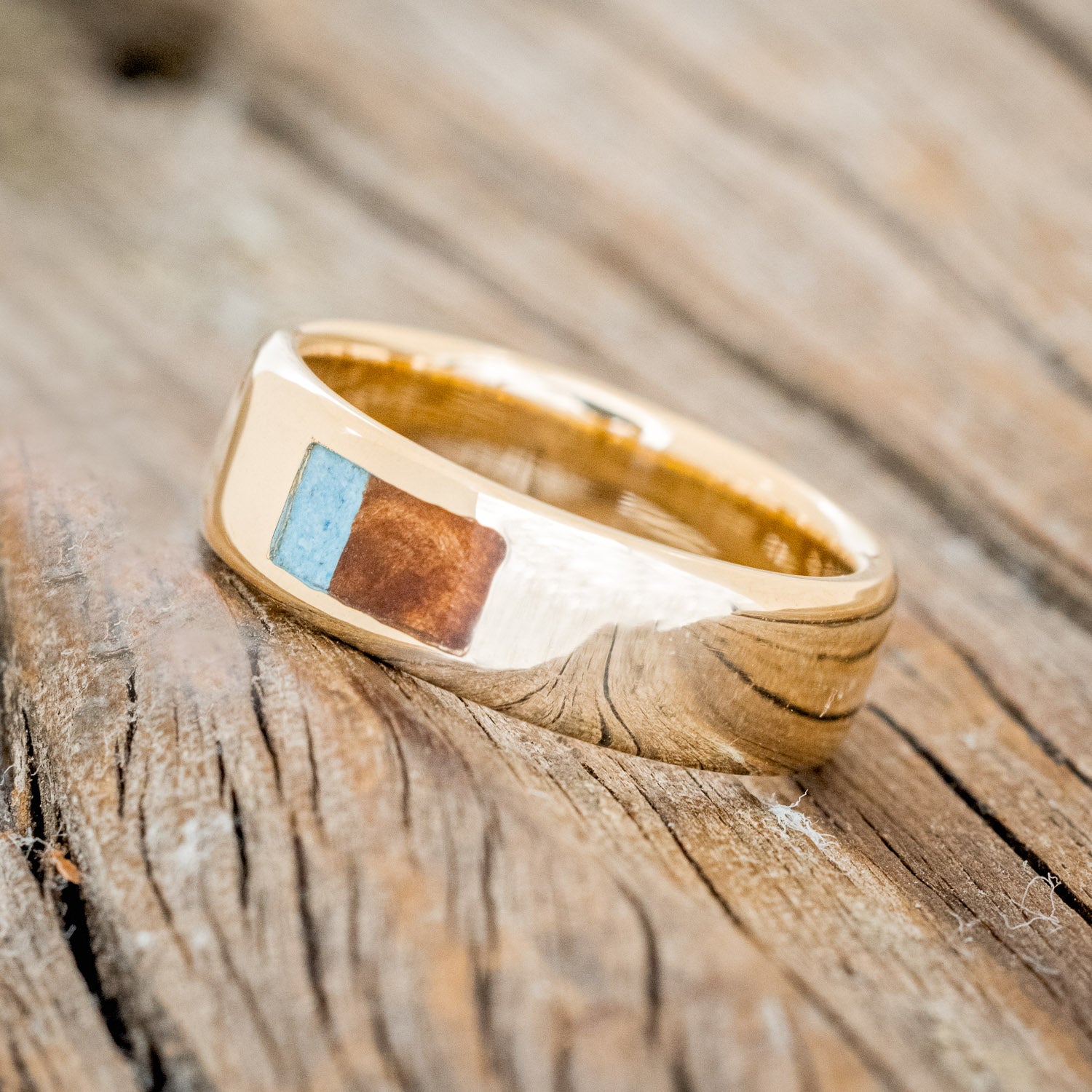 KOA WOOD & TURQUOISE WEDDING BAND-2
