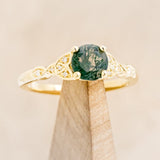 "AIFE" - CELTIC KNOT ROUND CUT MOSS AGATE ENGAGEMENT RING-1