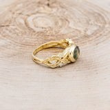 "ELORA" - OVAL MOSS AGATE ENGAGEMENT RING WITH DIAMOND ACCENTS - 14K YELLOW GOLD - READY TO SHIP