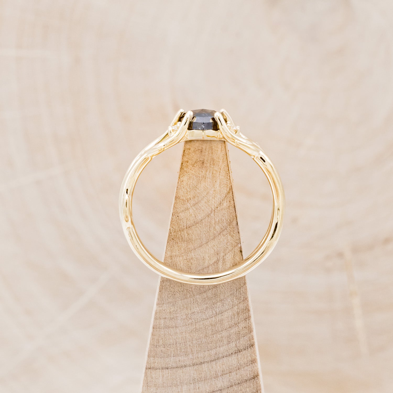 "ARTEMIS" - SHIELD CUT SALT & PEPPER DIAMOND ENGAGEMENT RING WITH DIAMOND ACCENTS-18