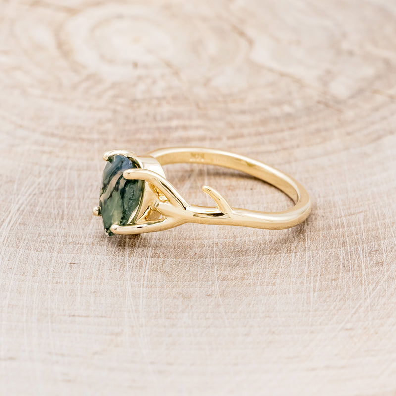 "ARTEMIS" - PEAR-SHAPED MOSS AGATE ENGAGEMENT RING