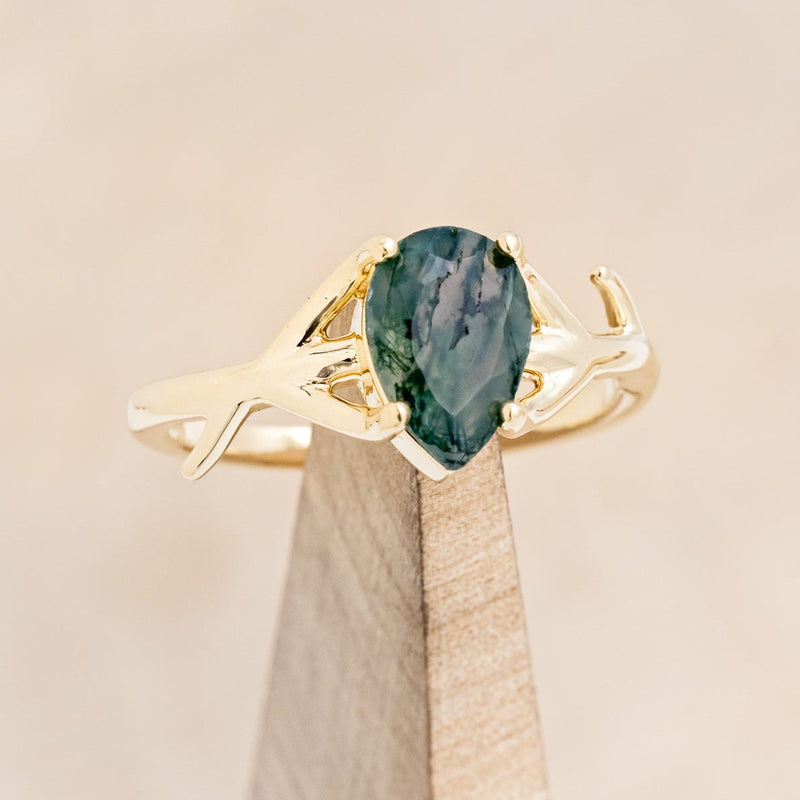 "ARTEMIS" - PEAR-SHAPED MOSS AGATE ENGAGEMENT RING