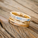 MEN'S "ARTEMIS" - WHISKEY BARREL OAK & ANTLER WEDDING RING FEATURING GOLD NUGGETS & TURQUOISE