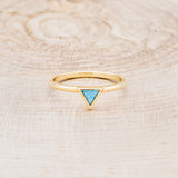 "ATLANTIS" - TRIANGLE TURQUOISE ENGAGEMENT RING WITH V-SHAPED TURQUOISE TRACER