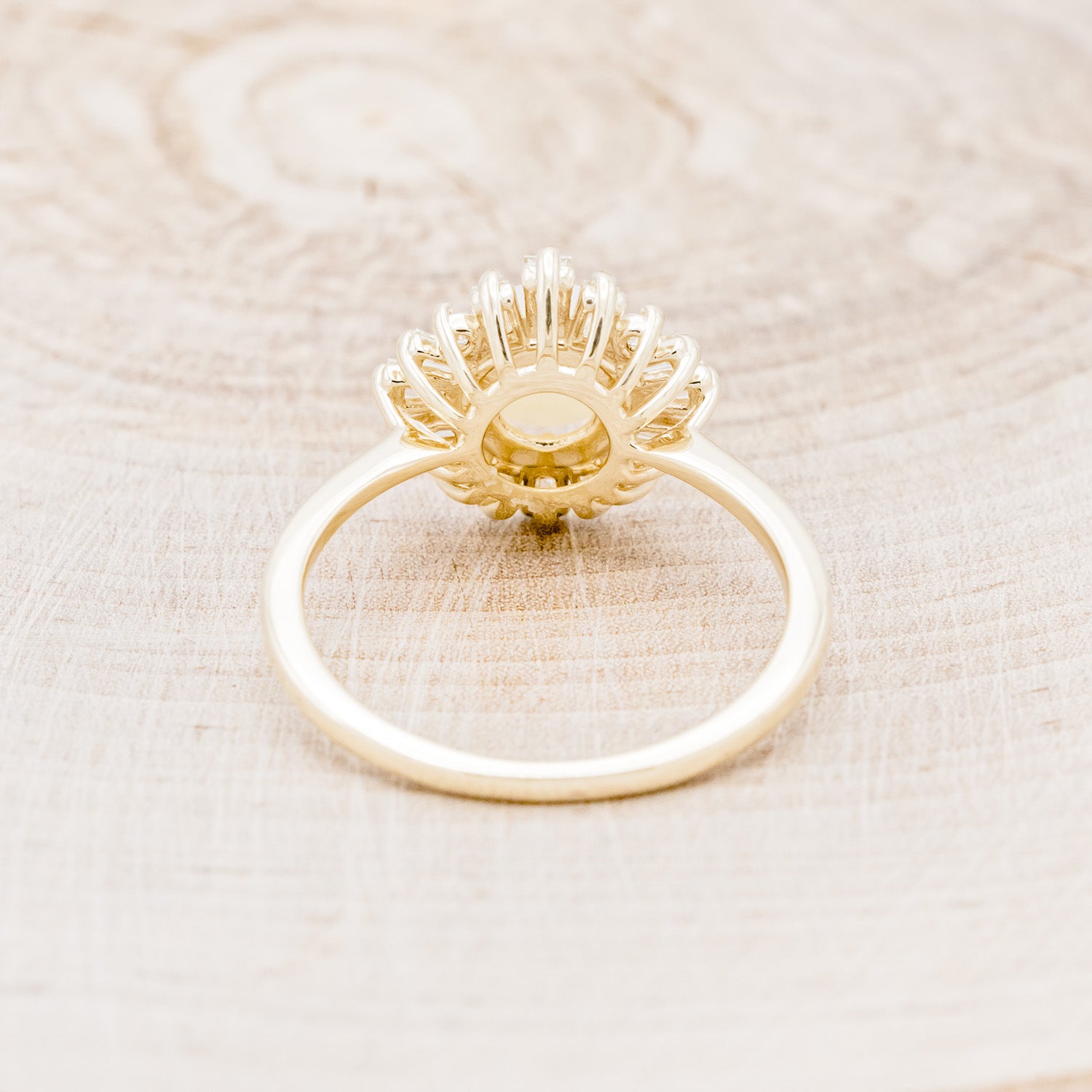 "BELLADONNA" - ROUND CUT OPAL ENGAGEMENT RING WITH DIAMOND HALO-5