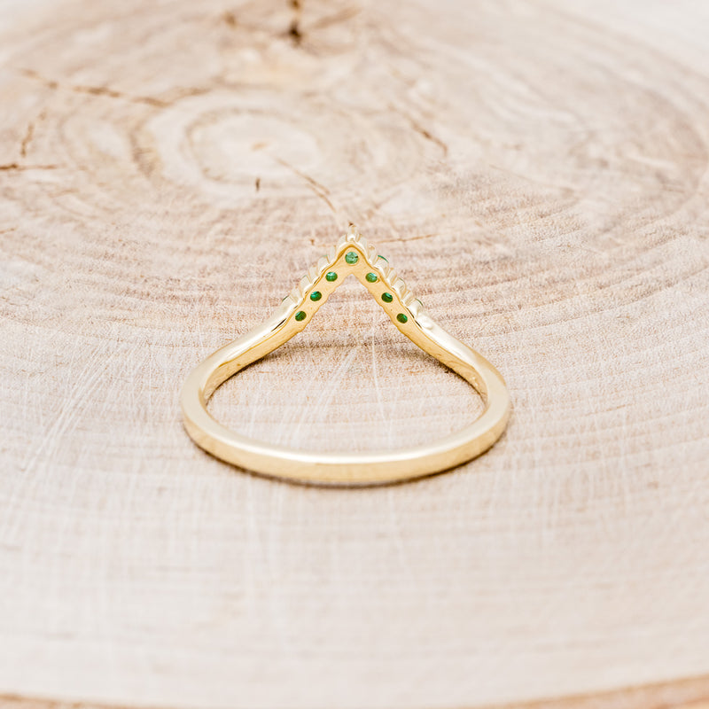 "BIANCA" - BRIDAL SUITE - KITE CUT LAB-GROWN EMERALD ENGAGEMENT RING WITH EMERALD & DIAMOND ACCENTS