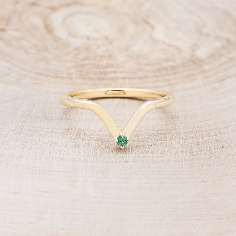 "BIANCA" - BRIDAL SUITE - KITE CUT LAB-GROWN EMERALD ENGAGEMENT RING WITH EMERALD & DIAMOND ACCENTS