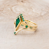 "BIANCA" - BRIDAL SUITE - KITE CUT LAB-GROWN EMERALD ENGAGEMENT RING WITH EMERALD & DIAMOND ACCENTS