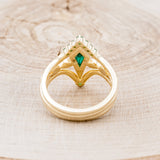 "BIANCA" - BRIDAL SUITE - KITE CUT LAB-CREATED EMERALD ENGAGEMENT RING WITH EMERALD & DIAMOND ACCENTS