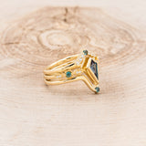 "BIANCA" - BRIDAL SUITE - KITE CUT LAB-GROWN ALEXANDRITE ENGAGEMENT RING WITH ALEXANDRITE & DIAMOND ACCENTS-14