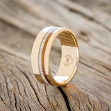 "CASTOR" - IRONWOOD & ANTLER WEDDING RING FEATURING A 14K GOLD BAND
