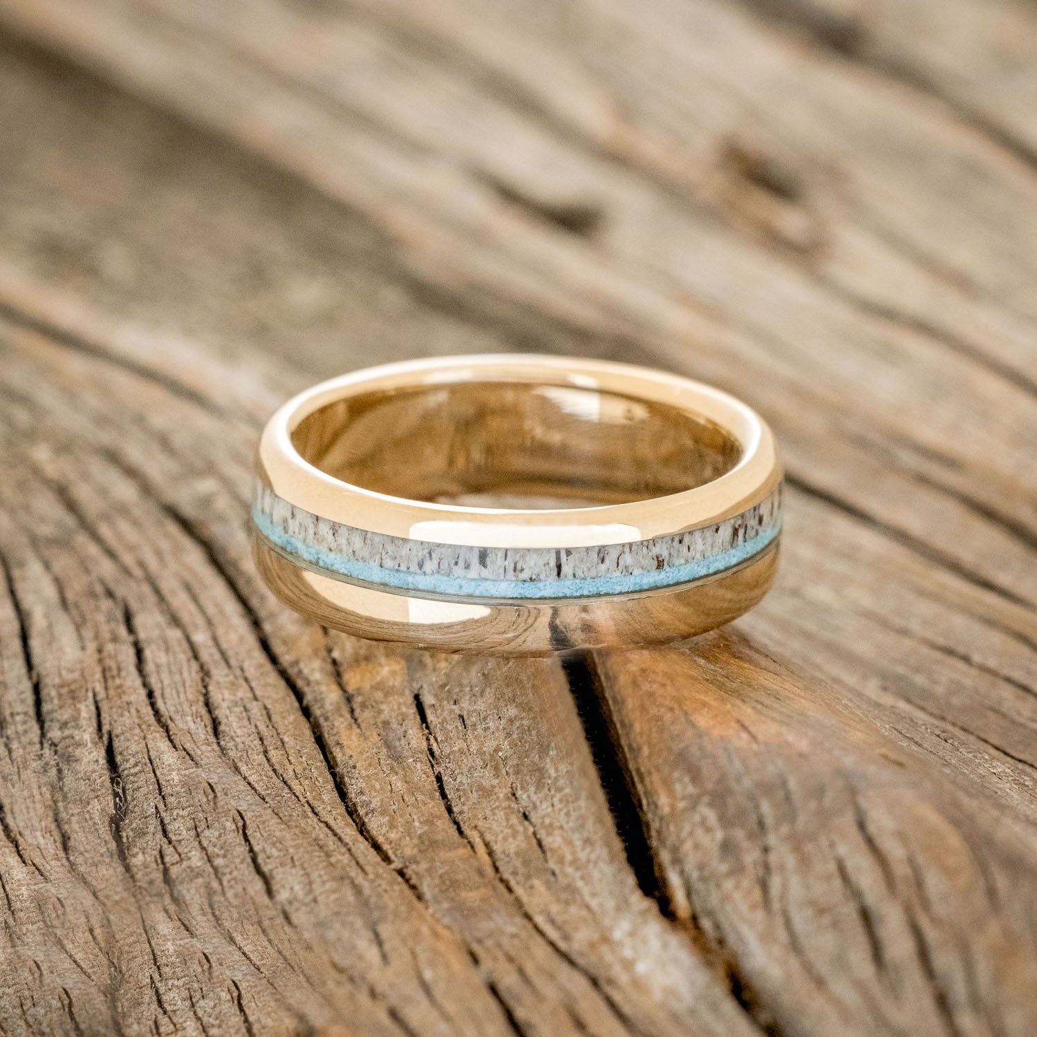"CASTOR" - TURQUOISE & ANTLER WEDDING BAND-3