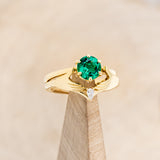 CLADDAGH BRIDAL SUITE - ROUND CUT LAB-GROWN EMERALD SOLITAIRE ENGAGEMENT RING WITH DIAMOND ACCENTS TRACER & CLADDAGH TRACER-12