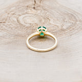 CLADDAGH BRIDAL SUITE - ROUND CUT LAB-GROWN EMERALD SOLITAIRE ENGAGEMENT RING WITH DIAMOND ACCENTS TRACER & CLADDAGH TRACER